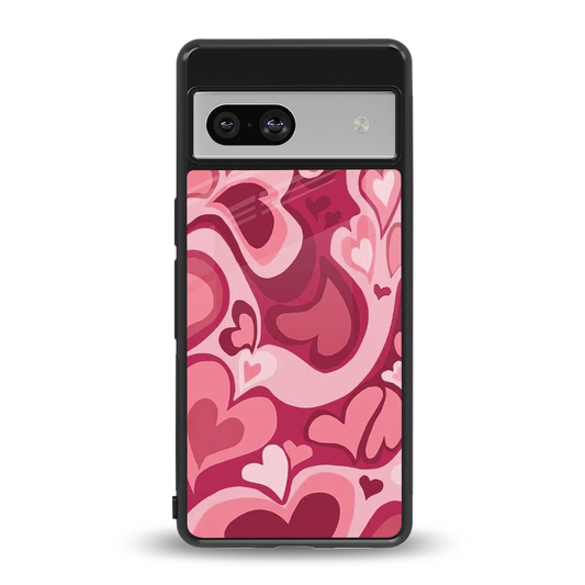 Y2K Pink Meltdown Hearts back phone cover | glass case for google pixel 7