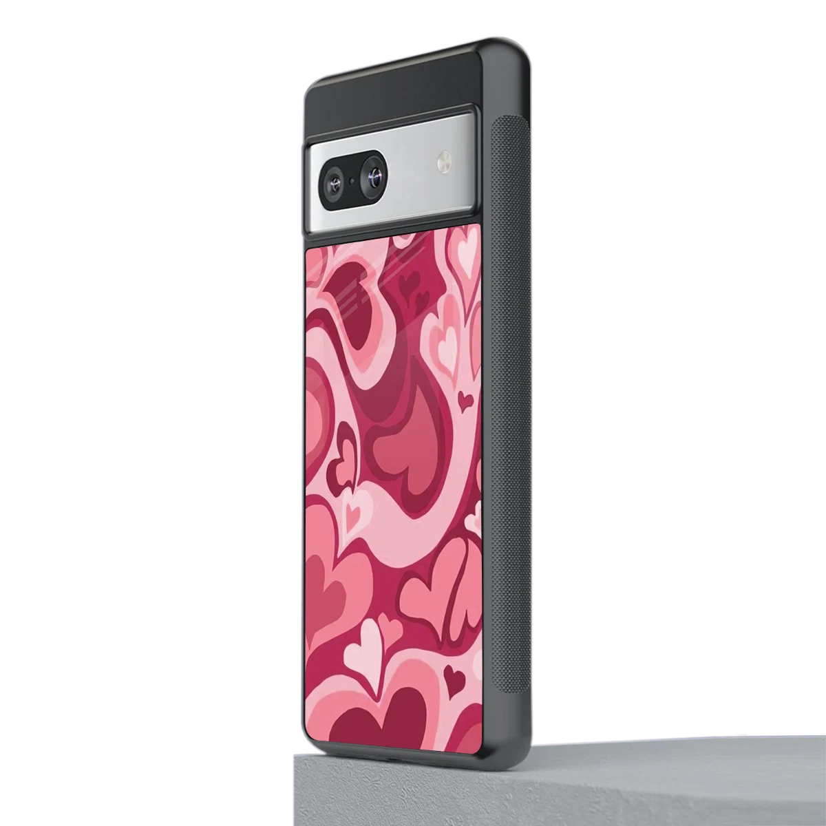 Y2K Pink Meltdown Hearts stylish phone case for google pixel 7 | glossy glass and slim fit