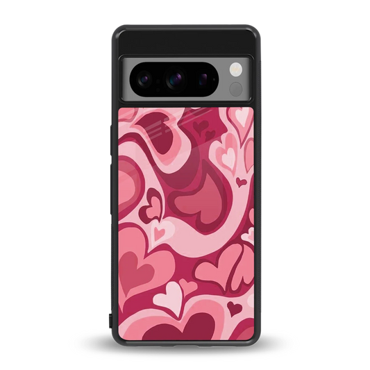Y2K Pink Meltdown Hearts back phone cover | glass case for google pixel 8 pro