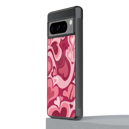 Y2K Pink Meltdown Hearts stylish phone case for google pixel 8 pro | glossy glass and slim fit