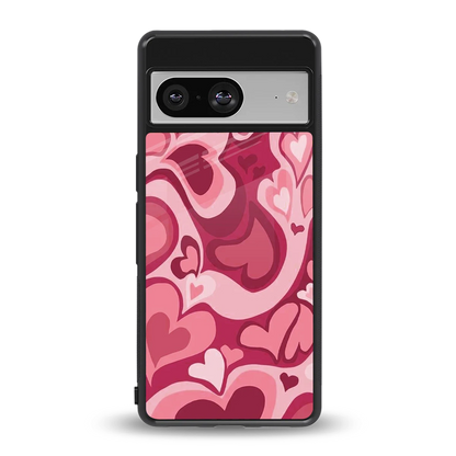 Y2K Pink Meltdown Hearts back phone cover | glass case for google pixel 8