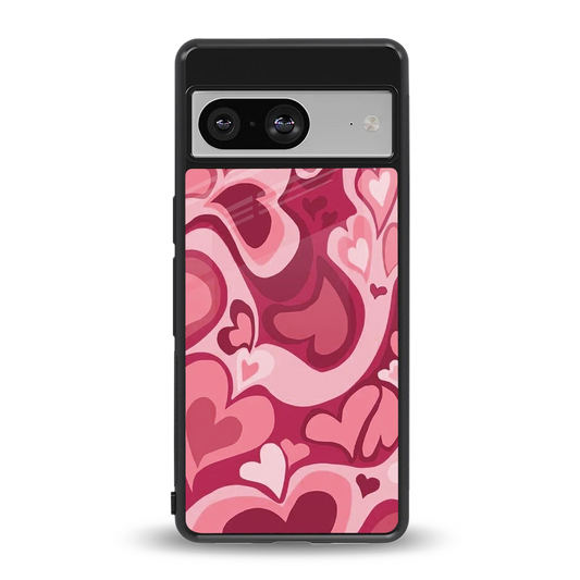 Y2K Pink Meltdown Hearts back phone cover | glass case for google pixel 8
