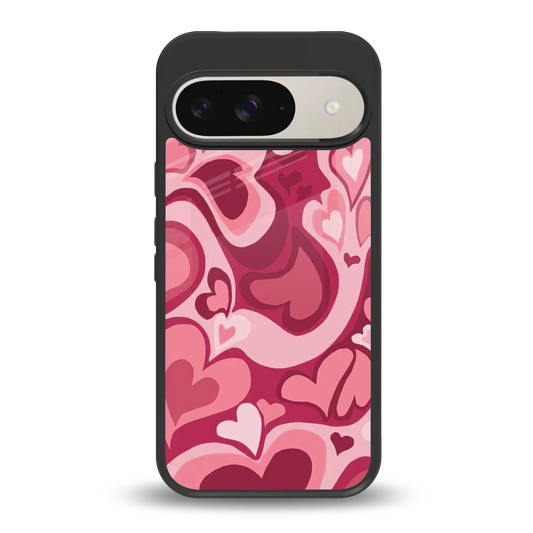 Y2K Pink Meltdown Hearts back phone cover | glass case for google pixel 9