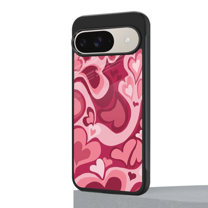 Y2K Pink Meltdown Hearts google pixel 9 mobile cover | shockproof glass phone case