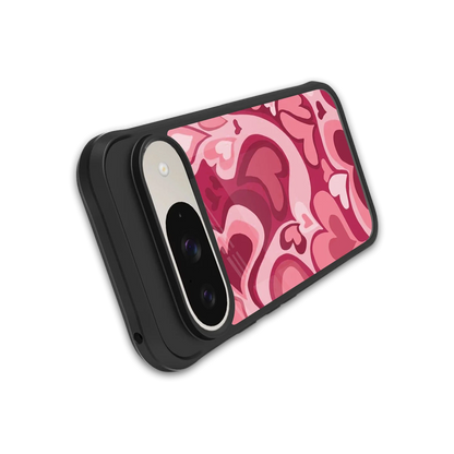 Y2K Pink Meltdown Hearts stylish phone case for google pixel 9 | glossy glass and slim fit