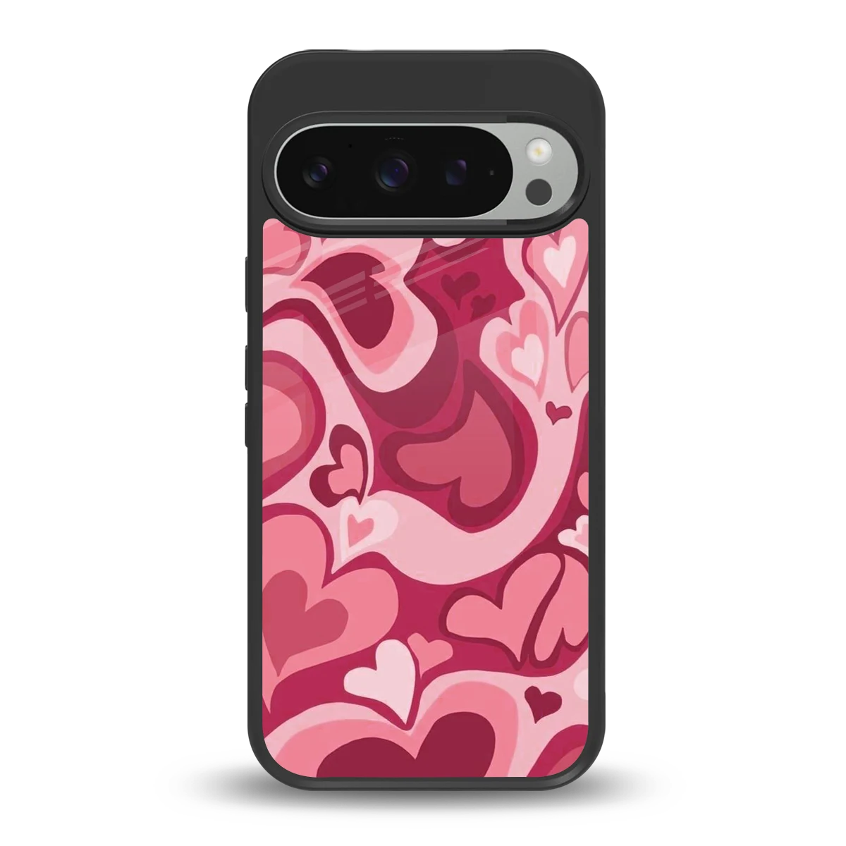 Y2K Pink Meltdown Hearts back phone cover | glass case for google pixel 9 pro