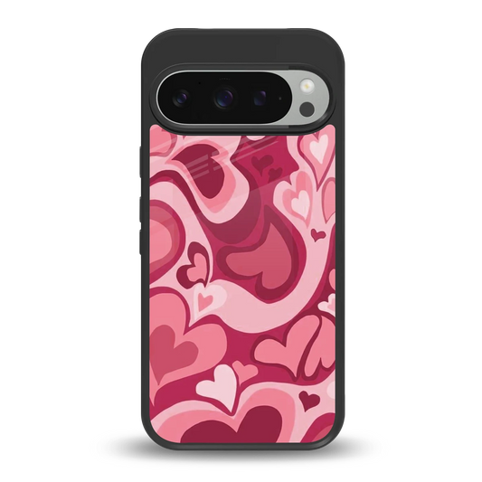 Y2K Pink Meltdown Hearts back phone cover | glass case for google pixel 9 pro xl