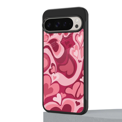 Y2K Pink Meltdown Hearts google pixel 9 pro mobile cover | shockproof glass phone case