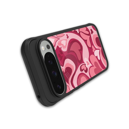 Y2K Pink Meltdown Hearts stylish phone case for google pixel 9 pro | glossy glass and slim fit