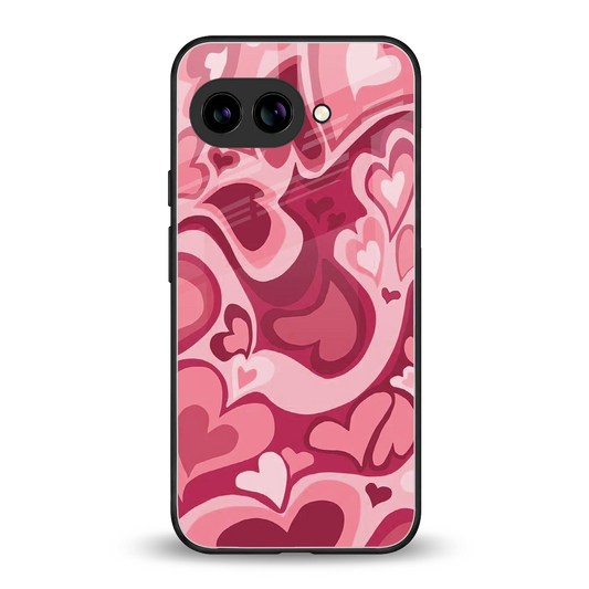 Y2K Pink Meltdown Hearts back phone cover | glass case for google pixel 9a