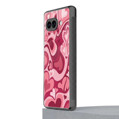 Y2K Pink Meltdown Hearts google pixel 10a mobile cover | shockproof glass phone case
