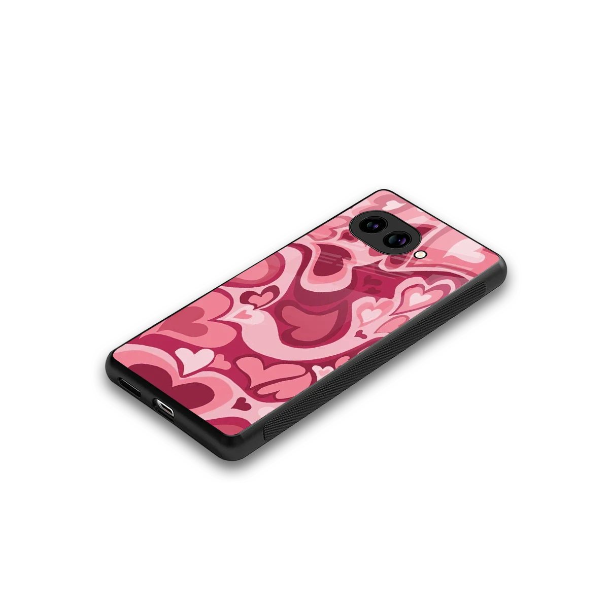 Y2K Pink Meltdown Hearts stylish phone case for google pixel 10a | glossy glass and slim fit