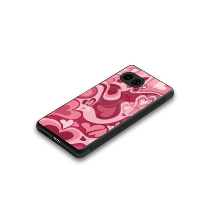Y2K Pink Meltdown Hearts stylish phone case for google pixel 10a | glossy glass and slim fit