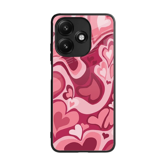 Y2K Pink Meltdown Hearts back phone cover | glass case for redmi 12 5g