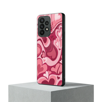 Y2K Pink Meltdown Hearts samsung galaxy a23 mobile cover | shockproof glass phone case