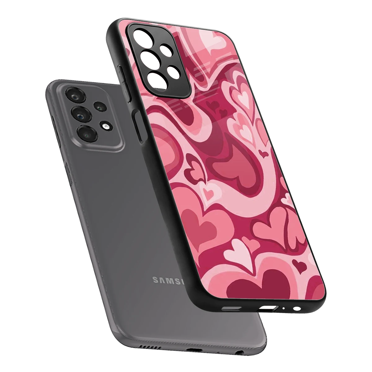 Y2K Pink Meltdown Hearts sleek samsung galaxy a23 cover with tempered glass back and TPU edges