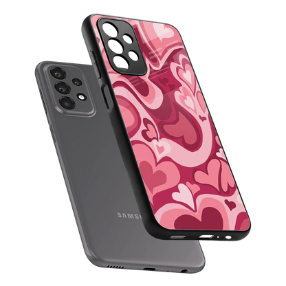 Y2K Pink Meltdown Hearts sleek samsung galaxy a23 cover with tempered glass back and TPU edges