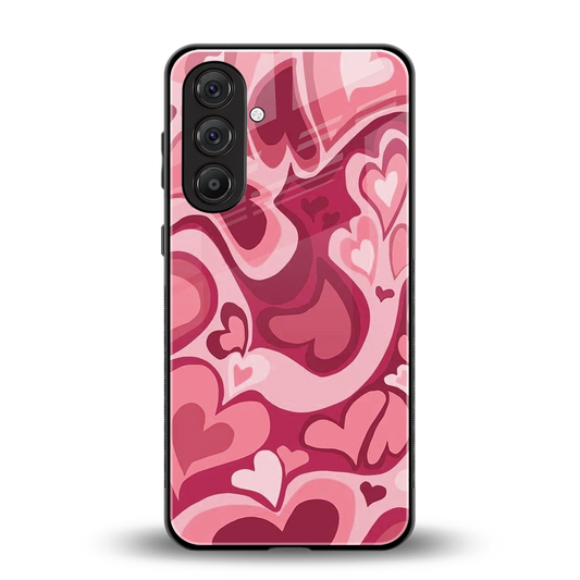 Y2K Pink Meltdown Hearts back phone cover | glass case for samsung galaxy m36 5g
