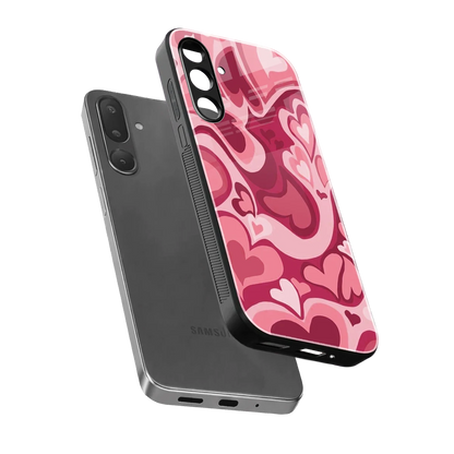 Y2K Pink Meltdown Hearts sleek samsung galaxy m56 5g cover with tempered glass back and TPU edges