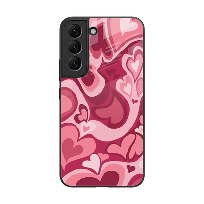 Y2K Pink Meltdown Hearts back phone cover | glass case for samsung galaxy s22