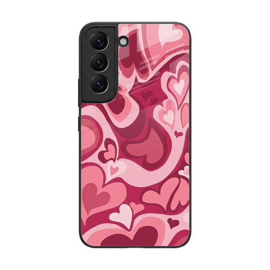 Y2K Pink Meltdown Hearts back phone cover | glass case for samsung galaxy s22
