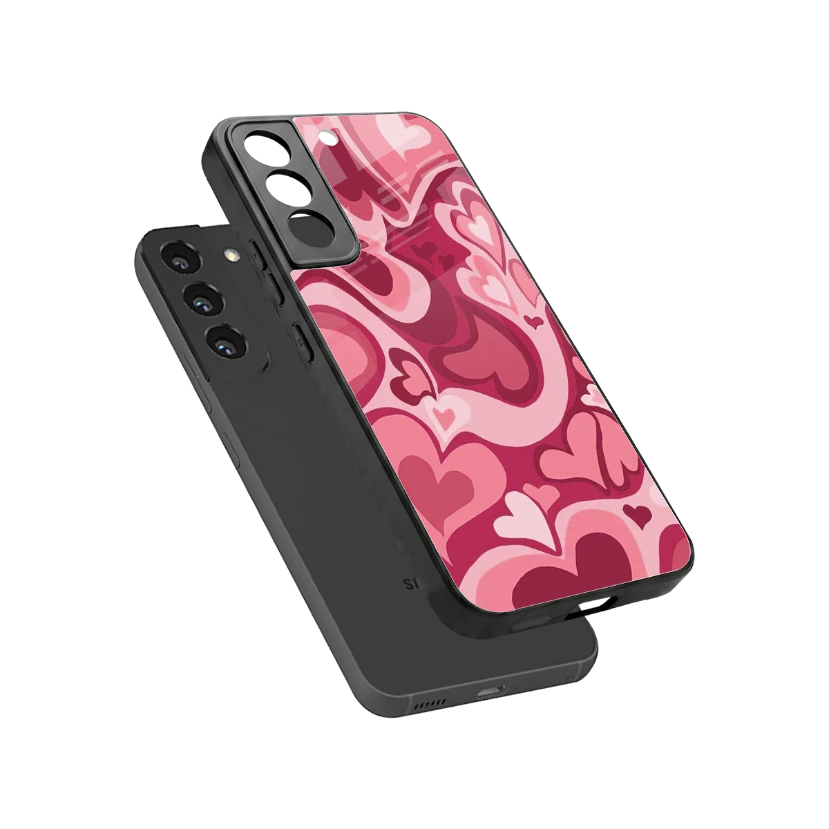 Y2K Pink Meltdown Hearts sleek samsung galaxy s22 cover with tempered glass back and TPU edges