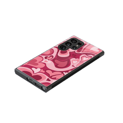 Y2K Pink Meltdown Hearts stylish phone case for samsung galaxy s24 ultra | glossy glass and slim fit