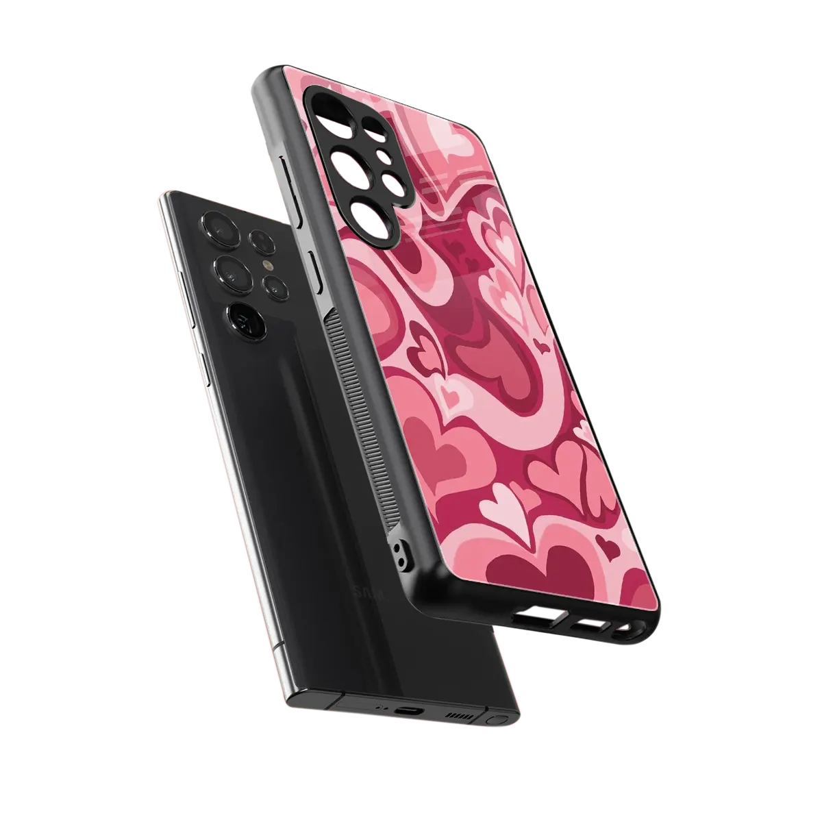 Y2K Pink Meltdown Hearts sleek samsung galaxy s25 ultra cover with tempered glass back and TPU edges