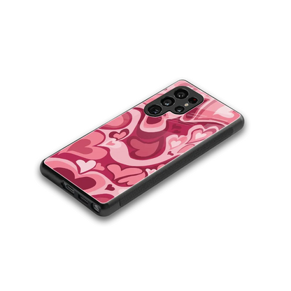 Y2K Pink Meltdown Hearts stylish phone case for samsung galaxy s25 ultra | glossy glass and slim fit