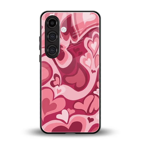 Y2K Pink Meltdown Hearts back phone cover | glass case for samsung galaxy s25