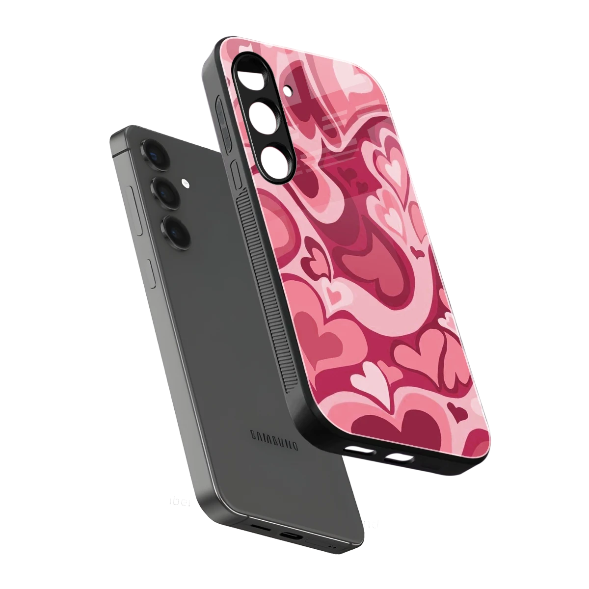 Y2K Pink Meltdown Hearts sleek samsung galaxy s24 cover with tempered glass back and TPU edges