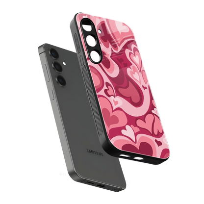 Y2K Pink Meltdown Hearts sleek samsung galaxy s24 cover with tempered glass back and TPU edges