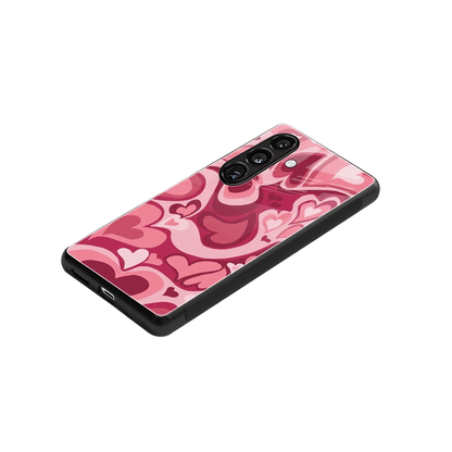 Y2K Pink Meltdown Hearts stylish phone case for samsung galaxy s25 | glossy glass and slim fit