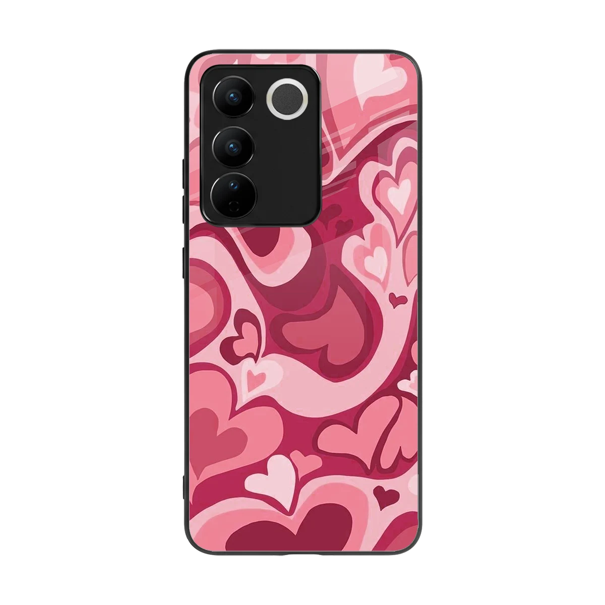 Y2K Pink Meltdown Hearts back phone cover | glass case for vivo v27 5g