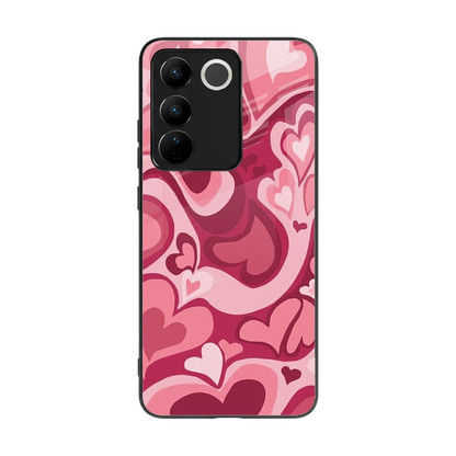 Y2K Pink Meltdown Hearts back phone cover | glass case for vivo v27 5g