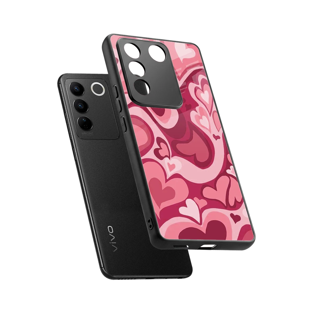 Y2K Pink Meltdown Hearts sleek vivo v27 5g cover with tempered glass back and TPU edges