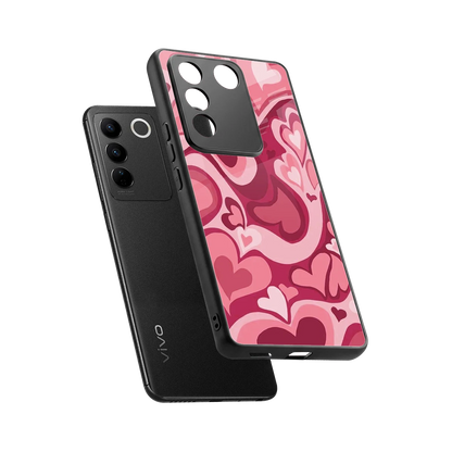 Y2K Pink Meltdown Hearts sleek vivo v27 5g cover with tempered glass back and TPU edges