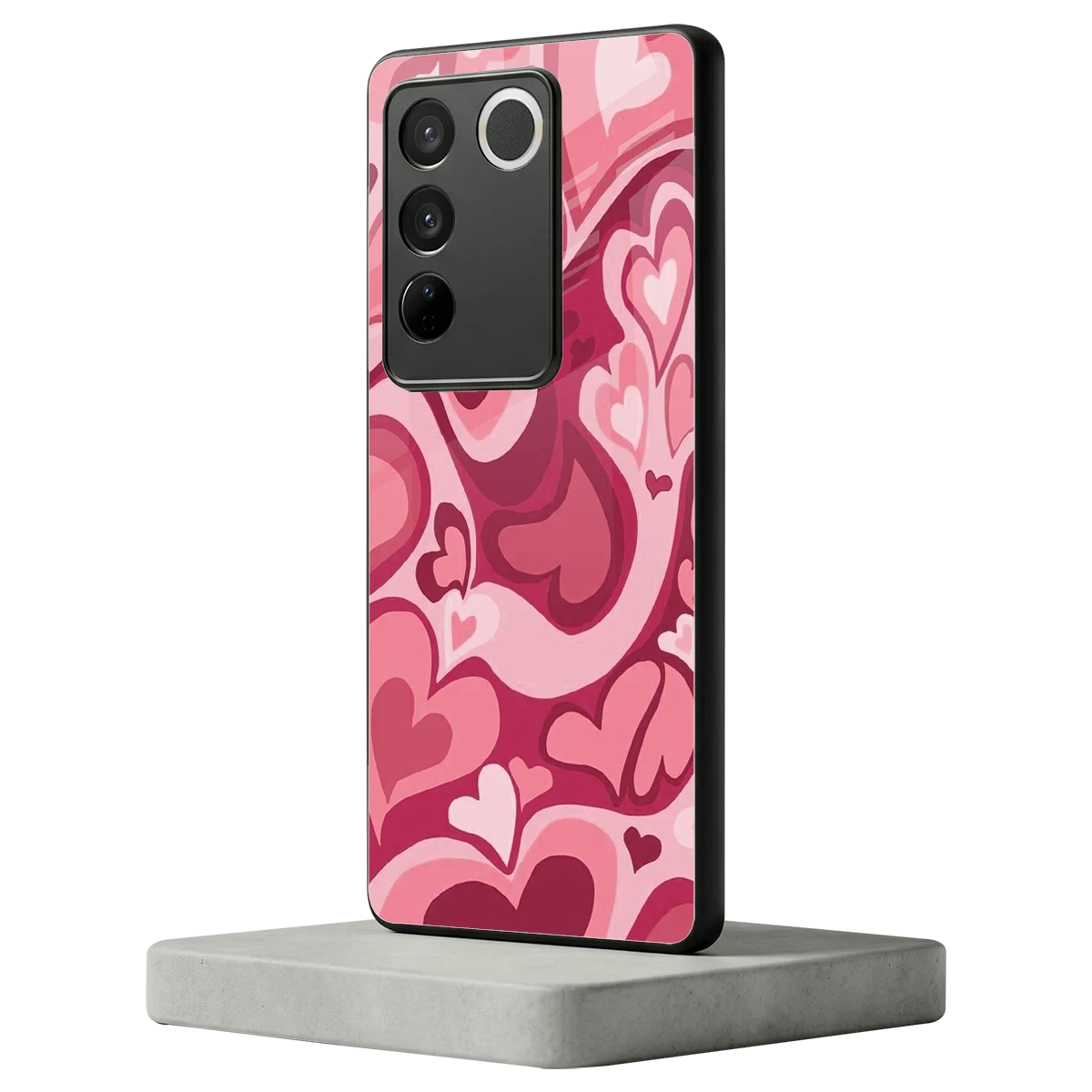 Y2K Pink Meltdown Hearts vivo v27 5g mobile cover | shockproof glass phone case