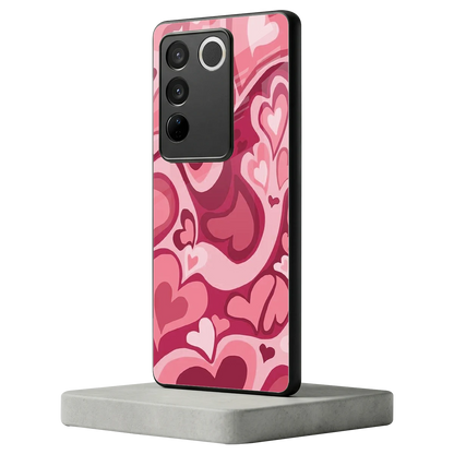 Y2K Pink Meltdown Hearts vivo v27 5g mobile cover | shockproof glass phone case