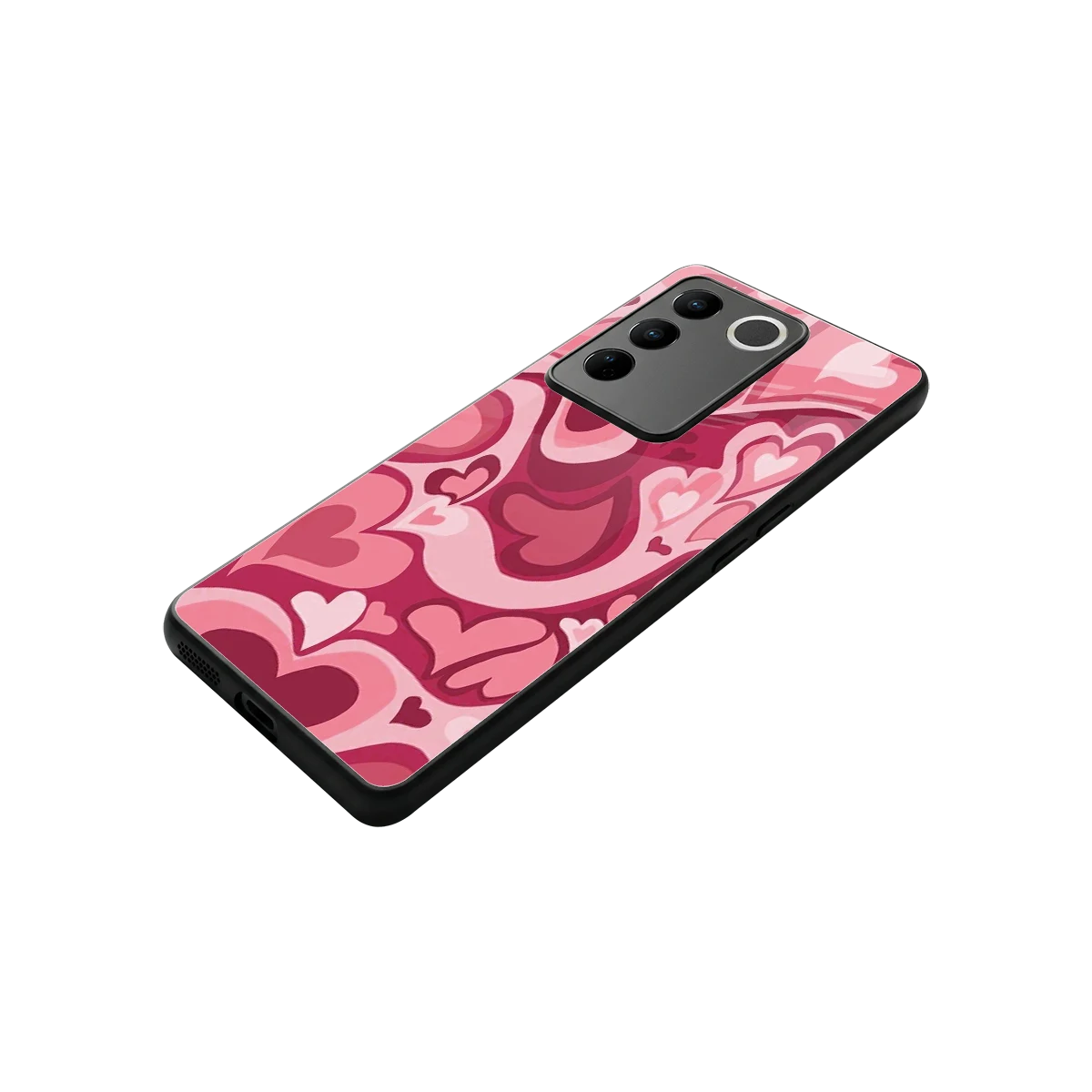 Y2K Pink Meltdown Hearts stylish phone case for vivo v27 5g | glossy glass and slim fit