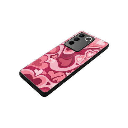Y2K Pink Meltdown Hearts stylish phone case for vivo v27 5g | glossy glass and slim fit