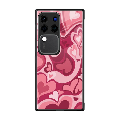 Y2K Pink Meltdown Hearts back phone cover | glass case forvivo v30 pro