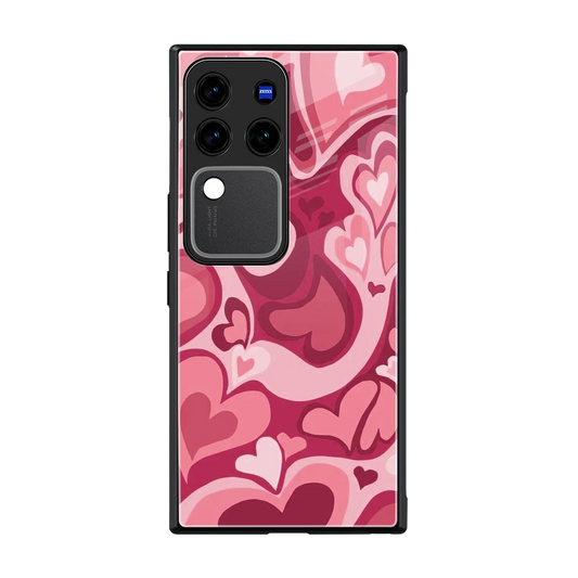 Y2K Pink Meltdown Hearts back phone cover | glass case forvivo v30 pro