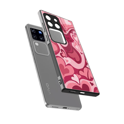 Y2K Pink Meltdown Hearts sleekvivo v30 pro cover with tempered glass back and TPU edges