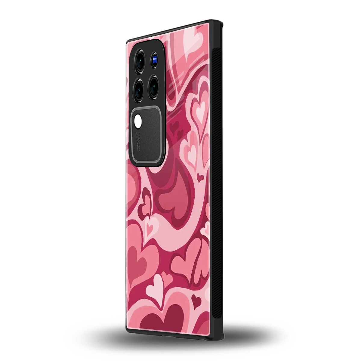 Y2K Pink Meltdown Heartsvivo v30 pro mobile cover | shockproof glass phone case