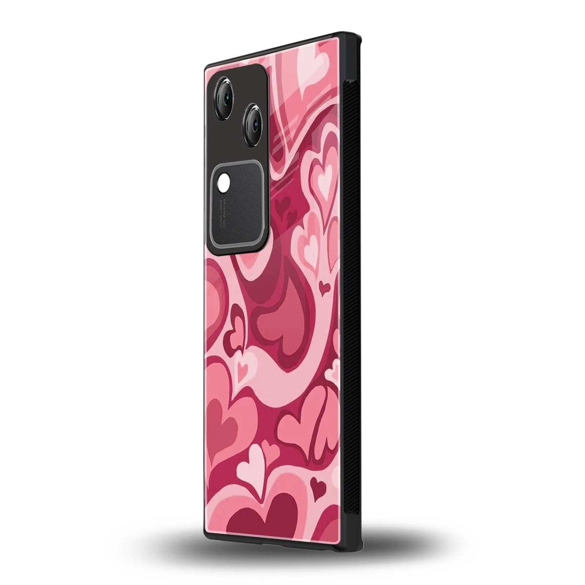 Y2K Pink Meltdown Hearts vivo v30 mobile cover | shockproof glass phone case