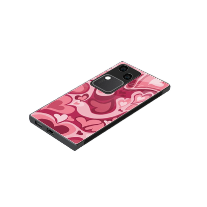 Y2K Pink Meltdown Hearts stylish phone case for vivo v30 | glossy glass and slim fit