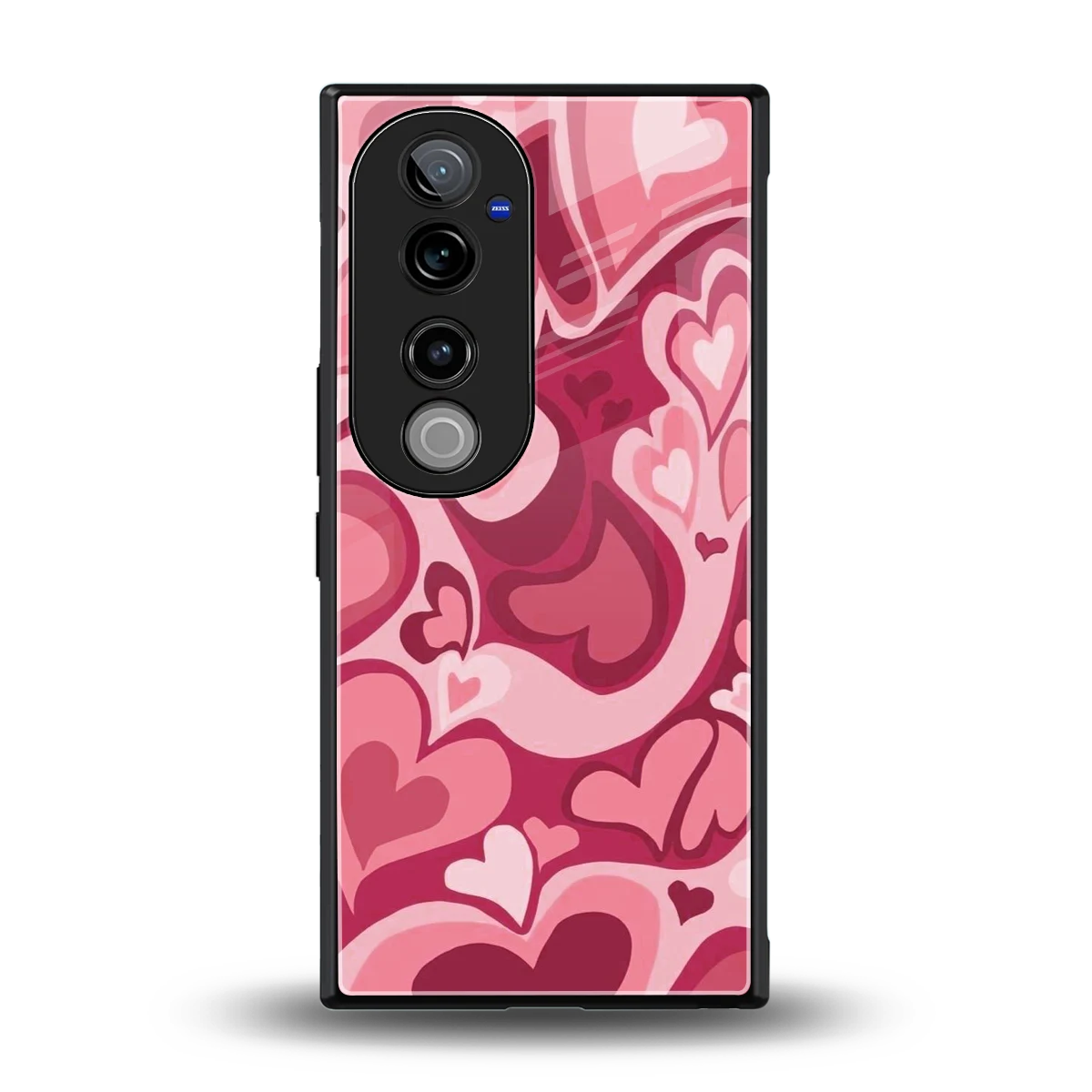 Y2K Pink Meltdown Hearts back phone cover | glass case for vivo v40 pro