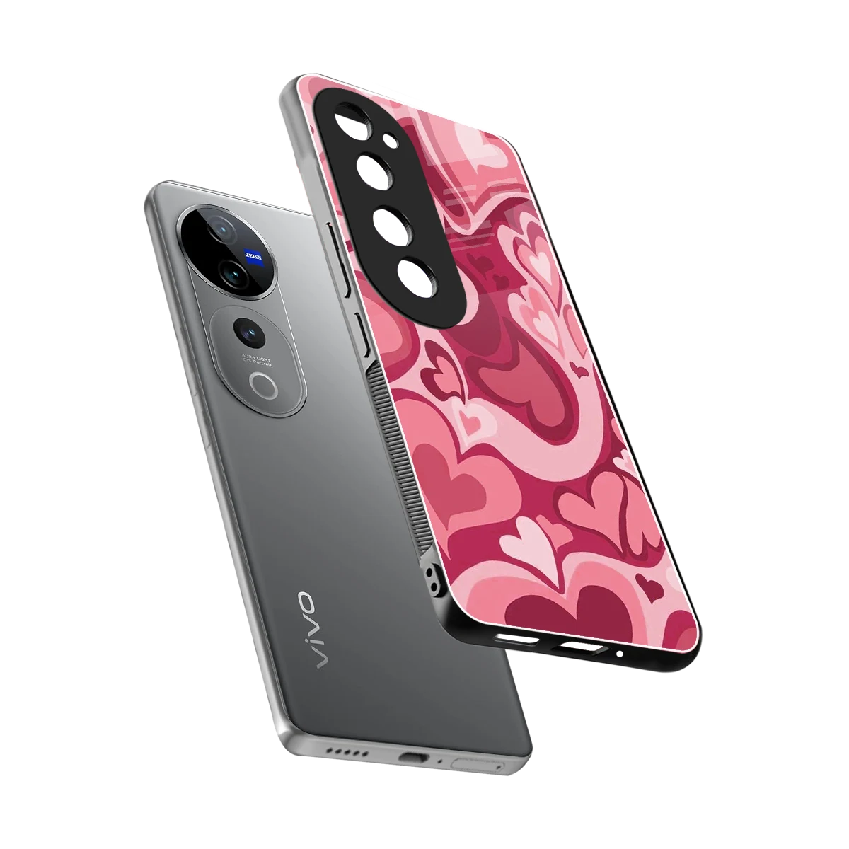 Y2K Pink Meltdown Hearts sleek vivo v40 pro cover with tempered glass back and TPU edges