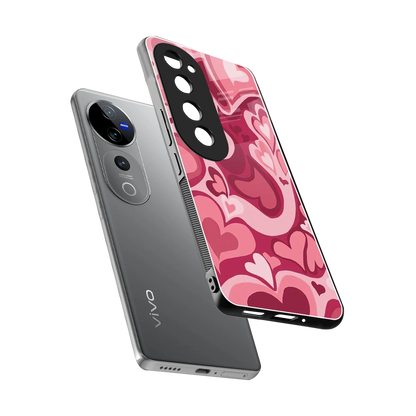 Y2K Pink Meltdown Hearts sleek vivo v40 pro cover with tempered glass back and TPU edges